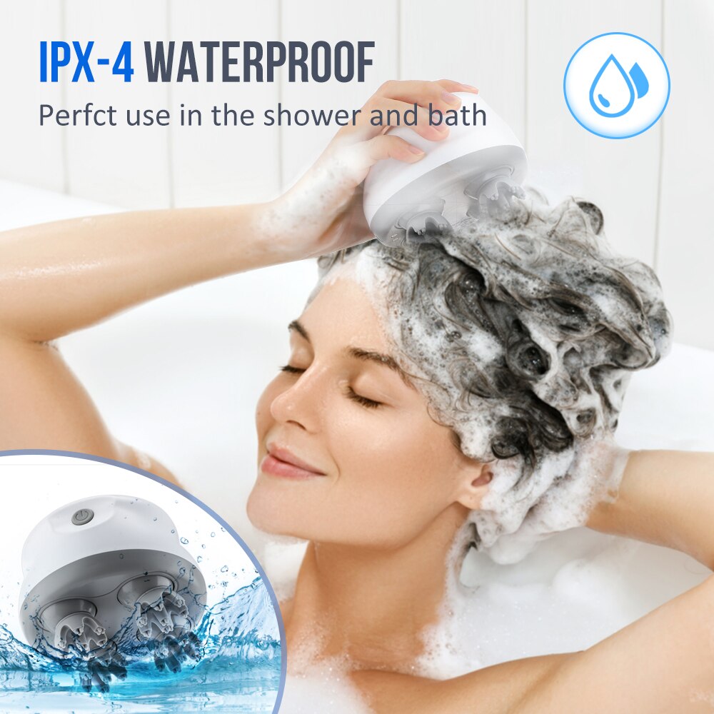 Masajeador eléctrico inalámbrico para la cabeza, masajeador del cuero cabelludo, resistente al agua, para el cuidado de la salud, hombro, cuello, tejido profundo, masaje corporal