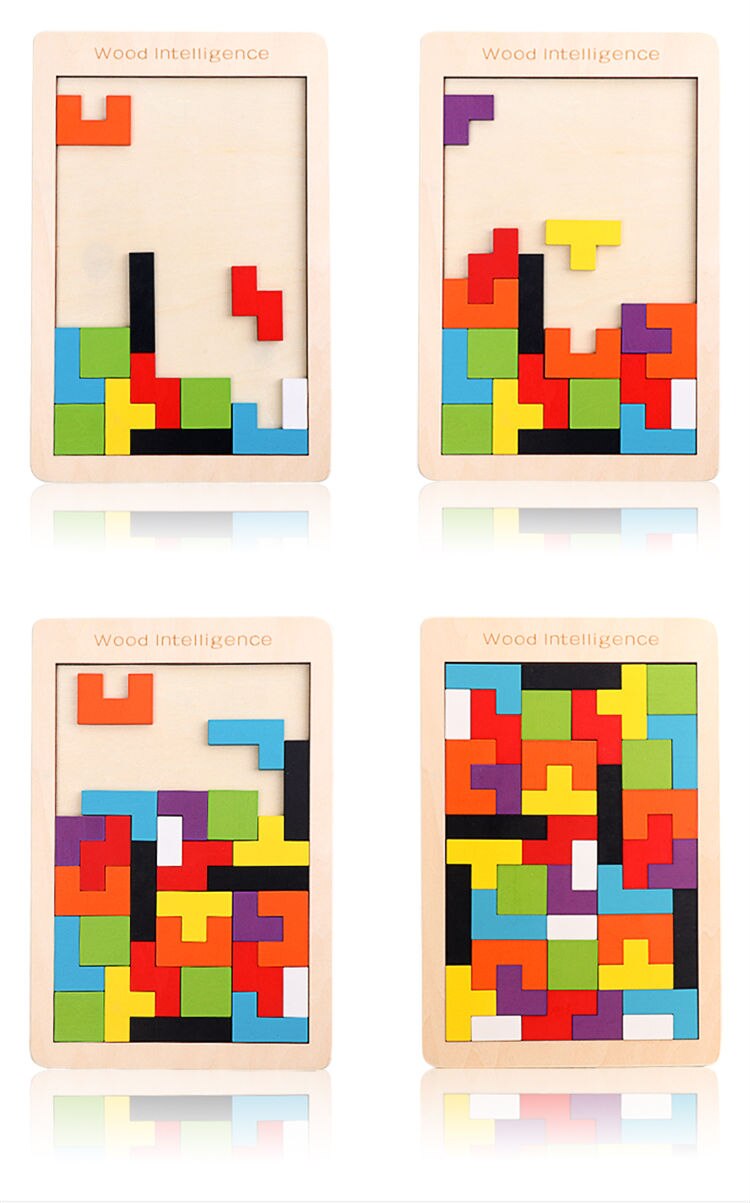 3D Puzzles Sudoku Tetris Classic Toys Jigsaw Puzzles Wooden Toys For Kids Rainbow Geometry Puzzle Educational Learning