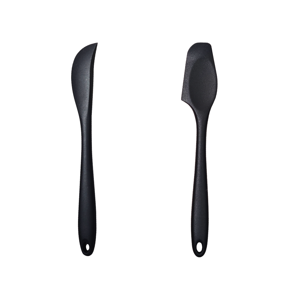 Juego de espátula y cuchillo para mantequilla multiusos de silicona para untar mantequilla, queso, mantequilla de maní, mermelada, raspador en forma de media luna: Negro