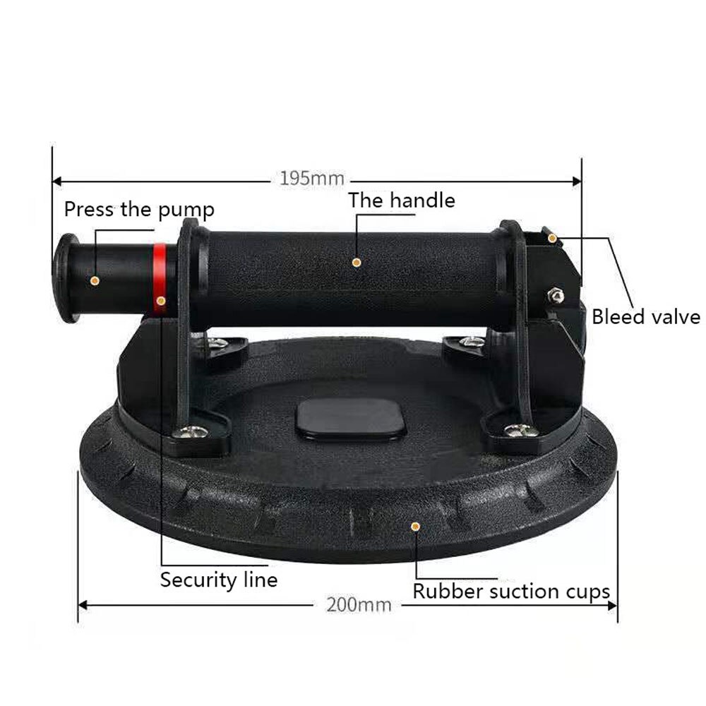 Vacuüm Zuignap 8Inch 200Kg Lager Capaciteit Zware Vacuüm Lifter Voor Graniet Tegel Glas Handmatig Tillen