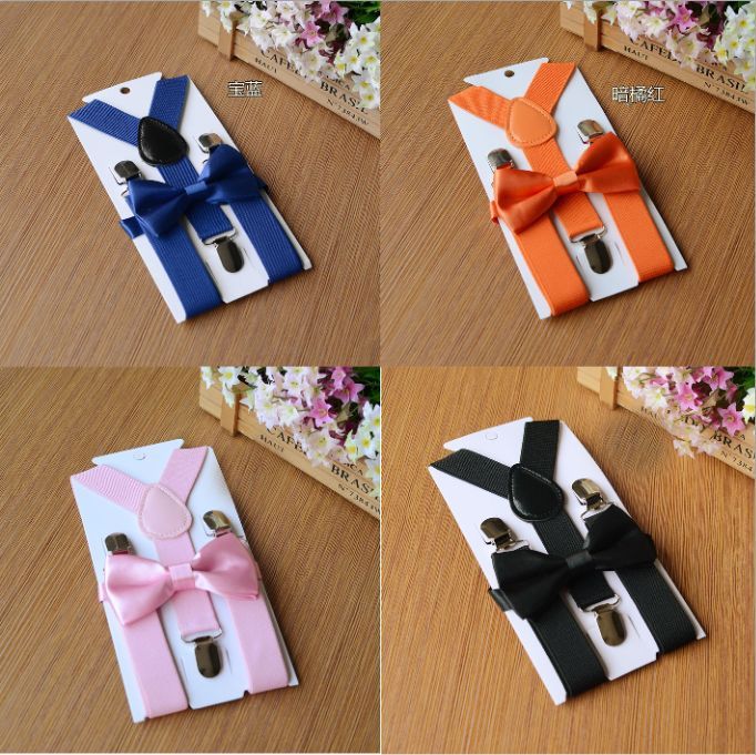 Baby Boys Kids Suspender and Bow Tie Matching Tuxedo Wedding Suit Overalls Party Accessories