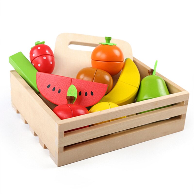 Montessori cut fruits and vegetables toys wooden classic game simulation kitchen series toys early education play house toy