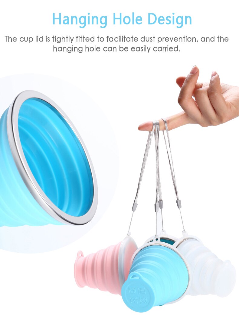 Opvouwbare siliconen beker draagbare siliconen telescopische drinkbeker opvouwbare koffiebeker multifunctionele opvouwbare silica mok reisbeker