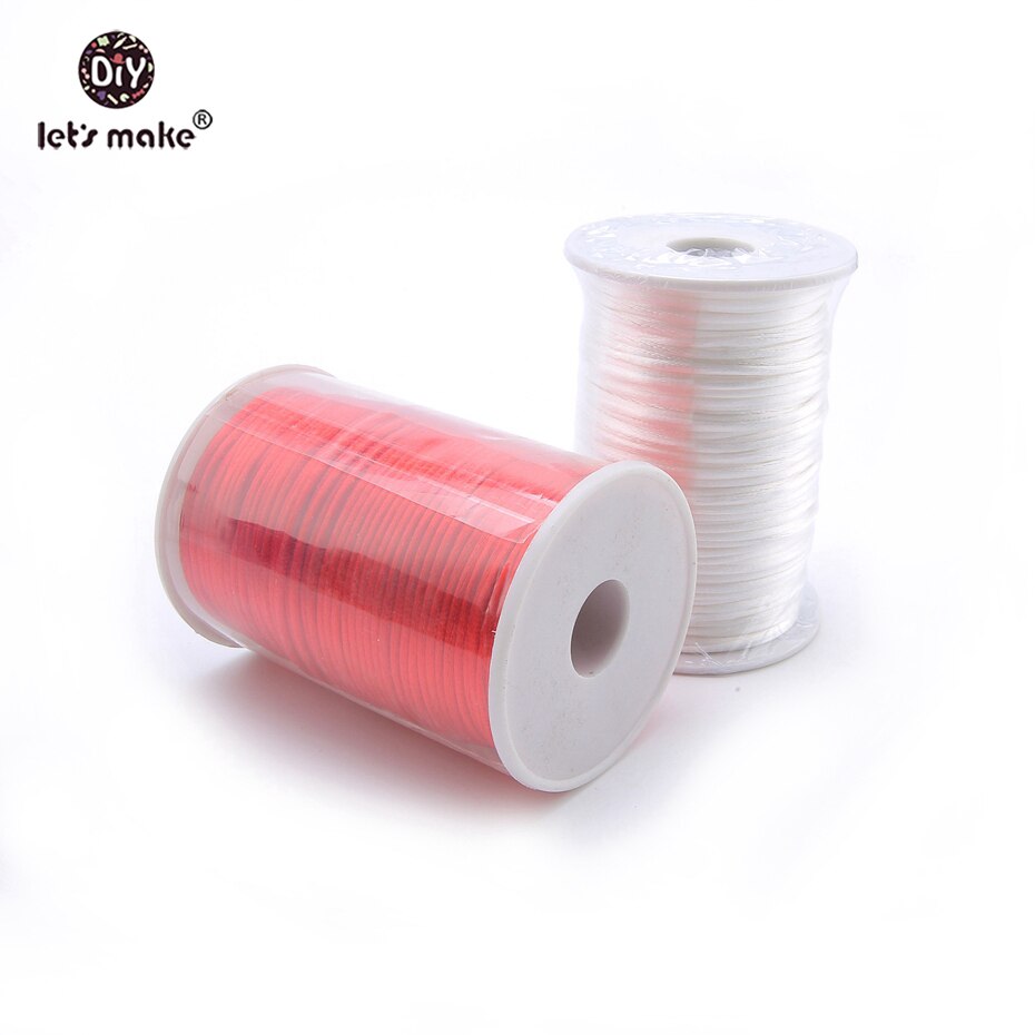 Lad os lave stærke flettet satin nylon snor reb diy gør fund perler tråd 2mm snor til tænder sensoriske beaded legetøj