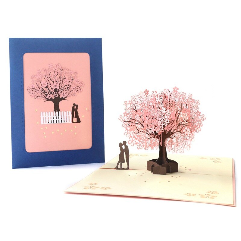 3D pop up card wedding cherry tree Invitation Card Valentine's day anniversary greeting card handmade greeting card: cherry tree lover