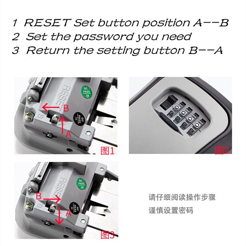 Key Lock Box Wall Mounted Aluminum alloy Key Safe Box Weatherproof 4 Digit Combination Key Storage Lock Box Indoor Outdoor