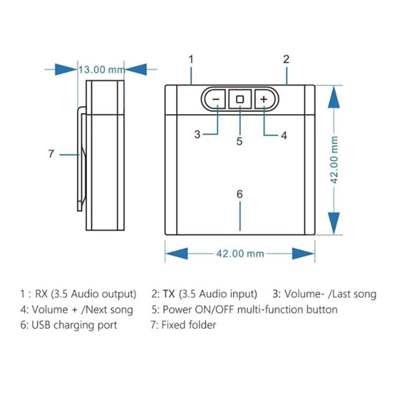 Mini receptor transmisor TX8 con Bluetooth 5,0, adaptador de Audio inalámbrico con conector AUX de 3,5mm, 2 en 1, para música de coche y TV, 1 unidad