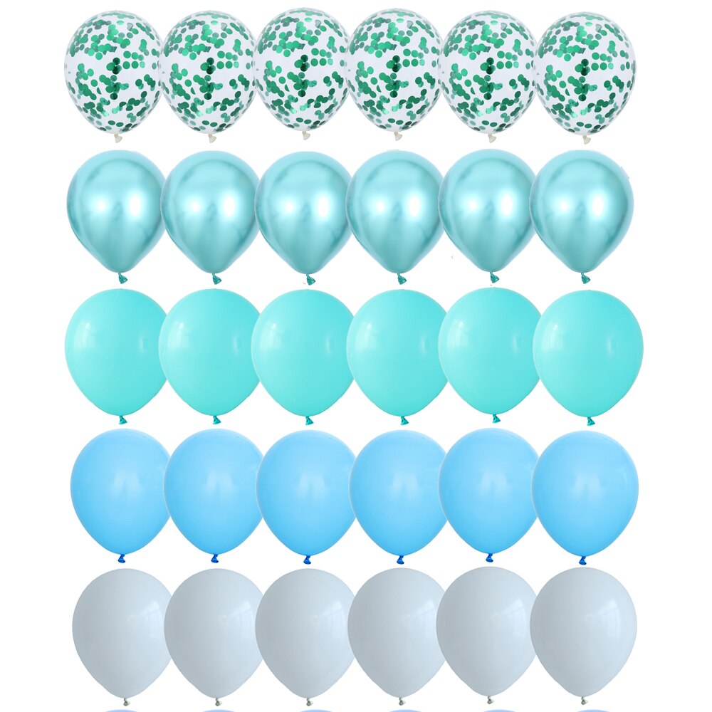 30pcs Tiffany Blue Balloons Set Chrome Metallic Latex Balloon with Confetti Balloons Wedding Birthday Party Decor Baby Shower