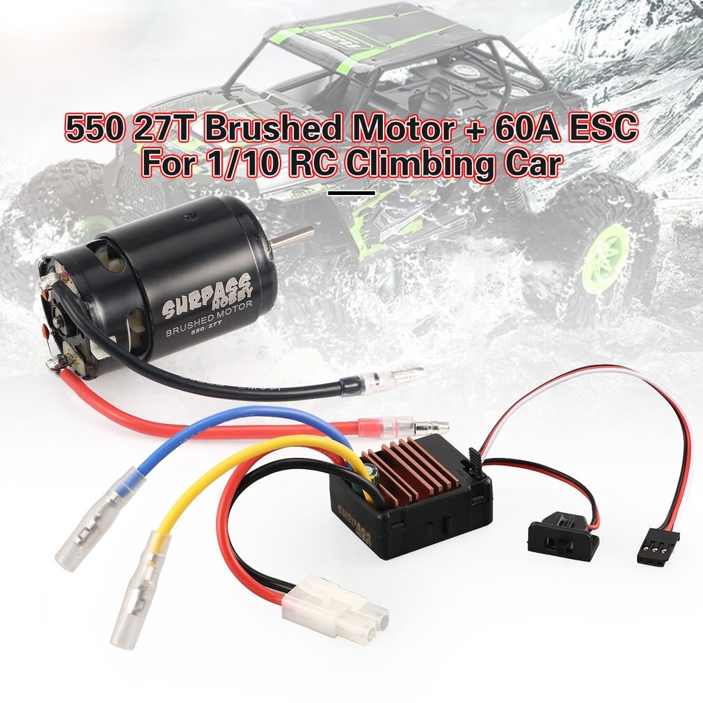 Übertreffen Hobby 550 27T/35T Gebürstet Motor- 60A ESC mit 5V/2A BEC für HSP HPI Kyosho TRAXXAS 1/10 RC Raupe aus-Straße Klettern Auto