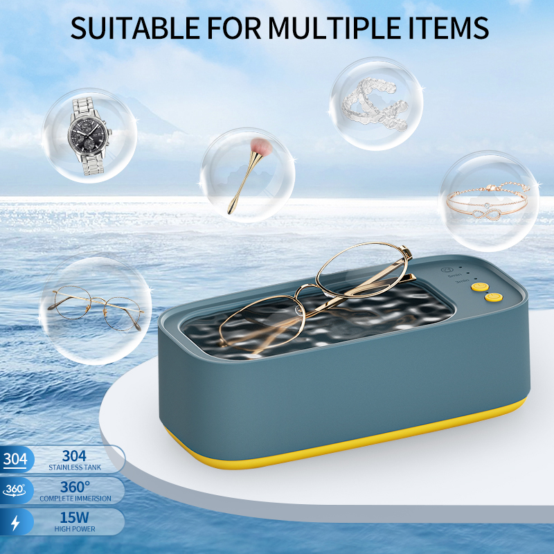 portable ultrasonic eyewear cleaner, household cleaner, jewelry cleaner, USB rechargeable eyewear, watch and jewelry