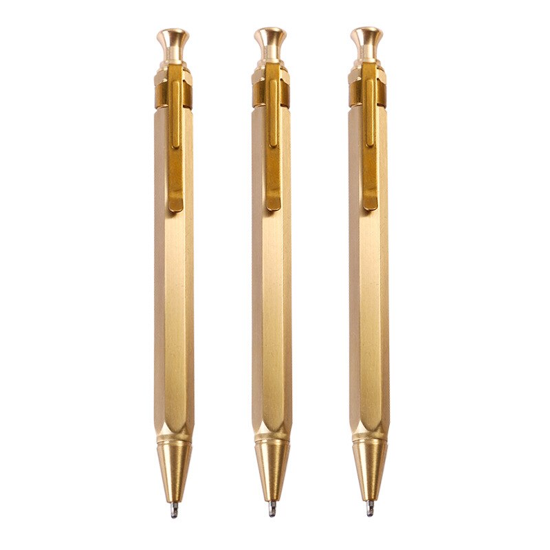 3PCS / Lot brass pen signature pen writing pen Click Pen: Gold