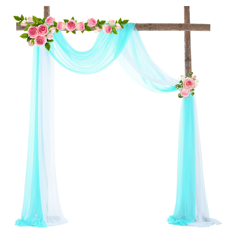 Bruiloft Boog Drape 29 "Breed 6.0 Yards Chiffon Stof Draperen Gordijn Draperie Ceremonie Receptie Swag: 1White and 1Skyblue
