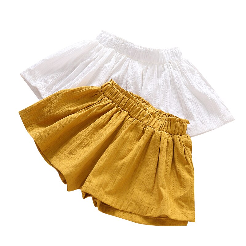 Pantaloncini per neonate per bambini pantaloni estivi abbigliamento pantaloni per bambini bambini lino solido traspirante bianco giallo 90 ~ 140