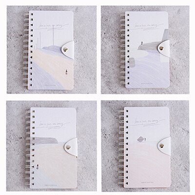 Button Notepad Flip Coil This Small Fresh Portable Spiral Notebook Diary Book Paper Sketch Book Office School Supplies: E