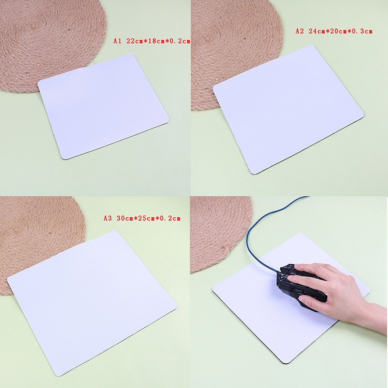 White mouse pad mat for laptop computer tablet PC rubber mouse mat