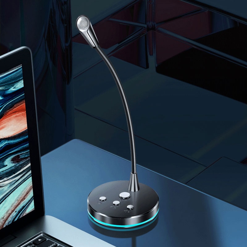 USB/3.5mm Metal Computer Microphone 360° Omnidirectional Wired Microphone Noise Reduction Gaming Mic For PC Desktop Laptop