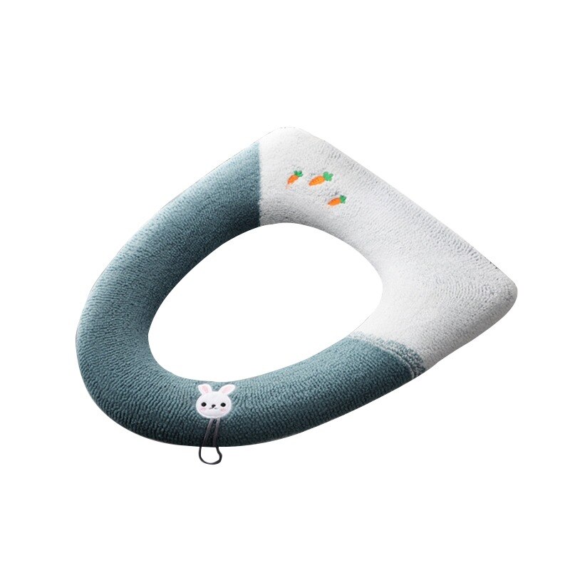 Cartoon Winter Warm Toilet Seat Cover Mat 1Pcs Washable Bathroom Accessories Knitting Pure Color Soft O-shape Pad Toilet Seat: J