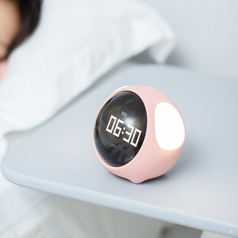 Réveil pour enfants, commande vocale intelligente, veilleuse led, charge, horloge électronique mignonne