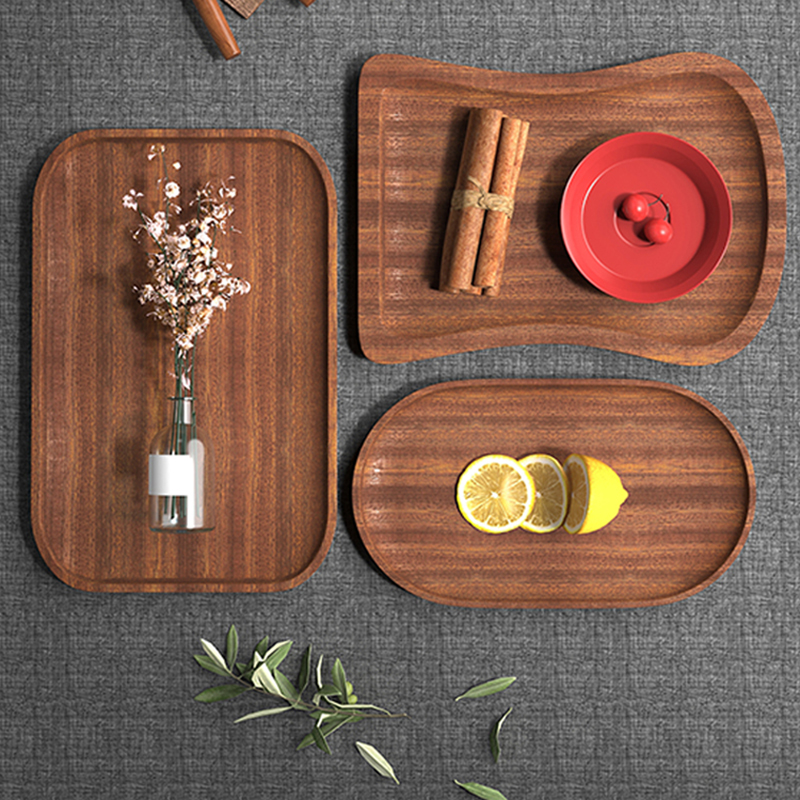 Tableware Dessert Round Tray Walnut Color Japanese Wood Tray Breakfast Bread Tray Tea Saucer Coasters Coffee Coasters
