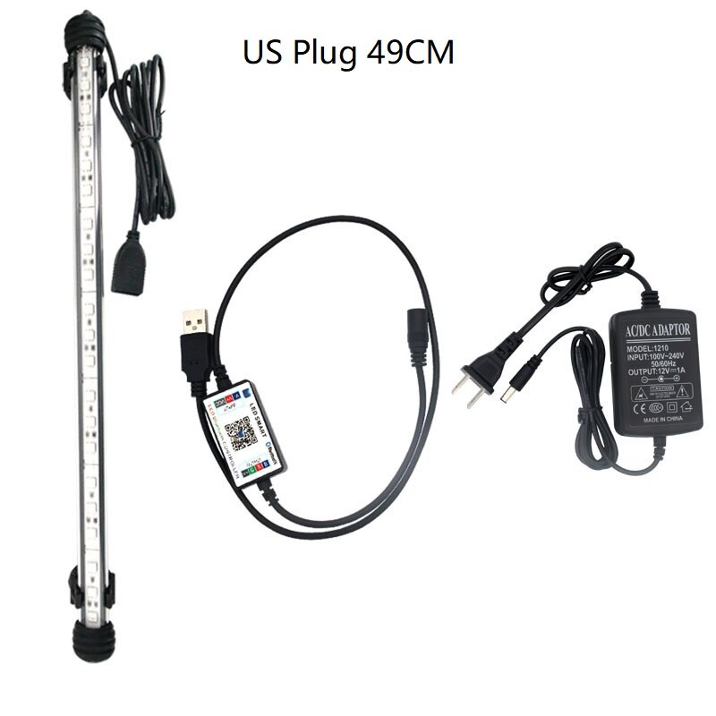 RGB Waterproof Aquarium Led Lighting For Fish Tank Led Light Lamp For LED Aquarium Light In The Aquarium Marine Timer Controller: 49CM US Plug