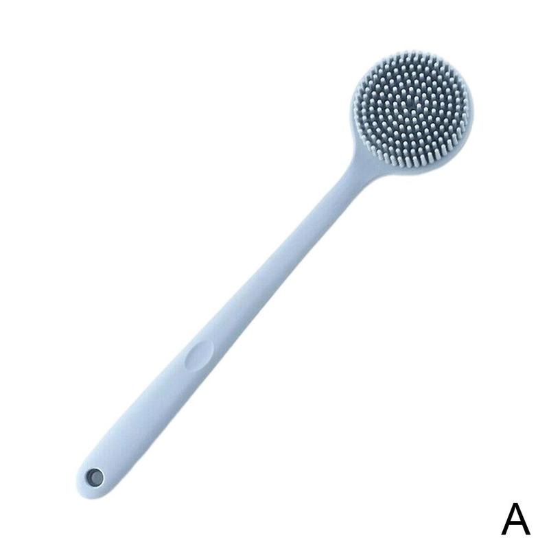 Multifunctional Silicone Bath Brush With Long Handle Long Handle Shower Body Scrub Brush Single-sided Back Rubbing For Bathing: Blue