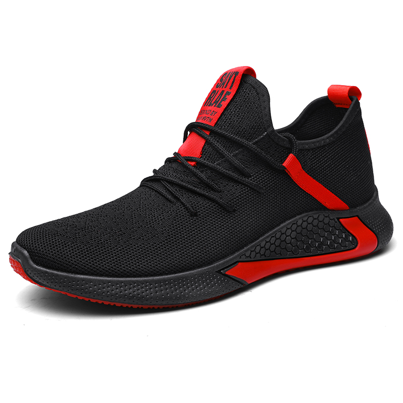 sneakers Outdoor Men's Casual Shoes Breathable Male Adult Non-slip Comfortable shoe: Black-Red / 40