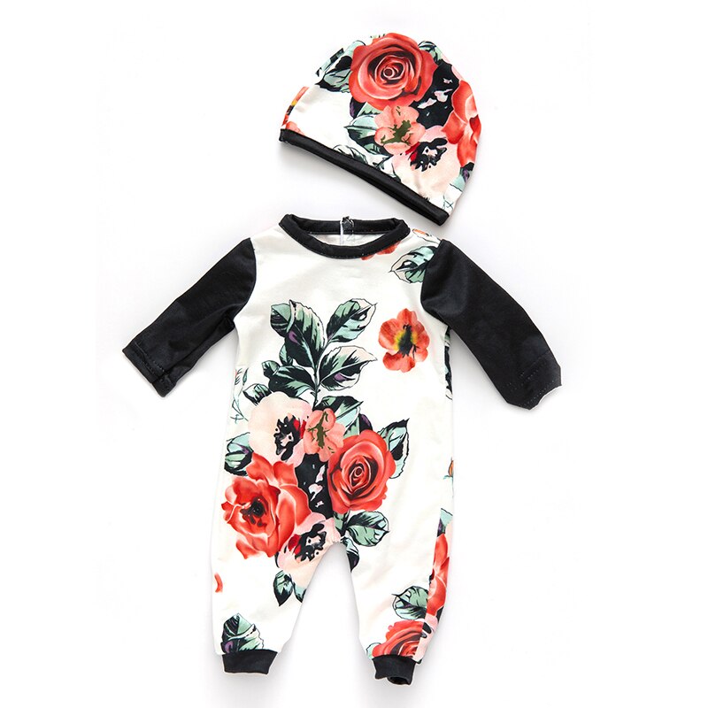 pass 17 tommers født baby 43cm dukke klær tilbehør 3- stykke lue rose kjole til baby bursdag festival