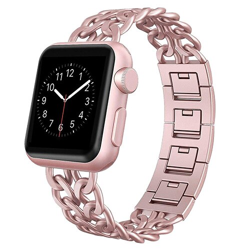 Rustfrit stål rem til apple watch 7 se 6 5 4 bånd 40mm 41 45 44mm bånd metal link armbånd rem til iwatch serie 3 38 42mm: Lyserød / Til 38mm 40mm 41mm