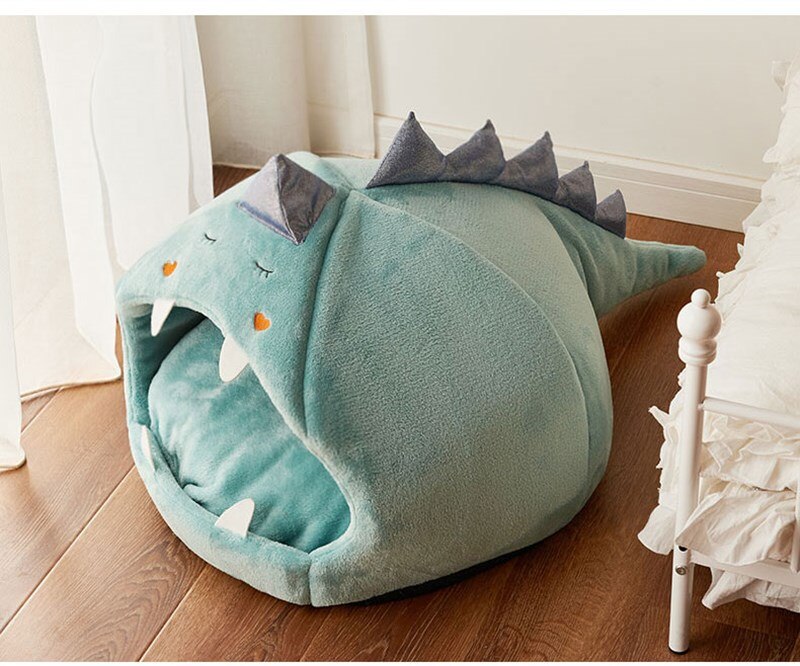 Hond Bed Huis Dinosaurus Vorm Kennel Houdt Alle Seizoenen Warm Kleine Hond Teddy Universele Kat Bed Afneembaar En Wasbaar Pet levert: Haze blue / S