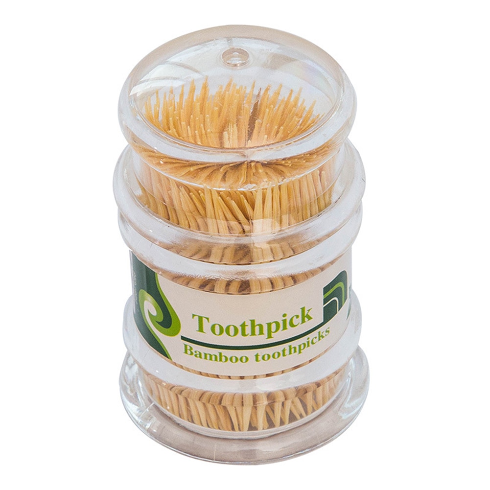 1 Box Draagbare Tandenstoker Houder met 250 stuks Bamboe Wegwerp Tandenstoker Houten Bamboe Tooth Pick Care