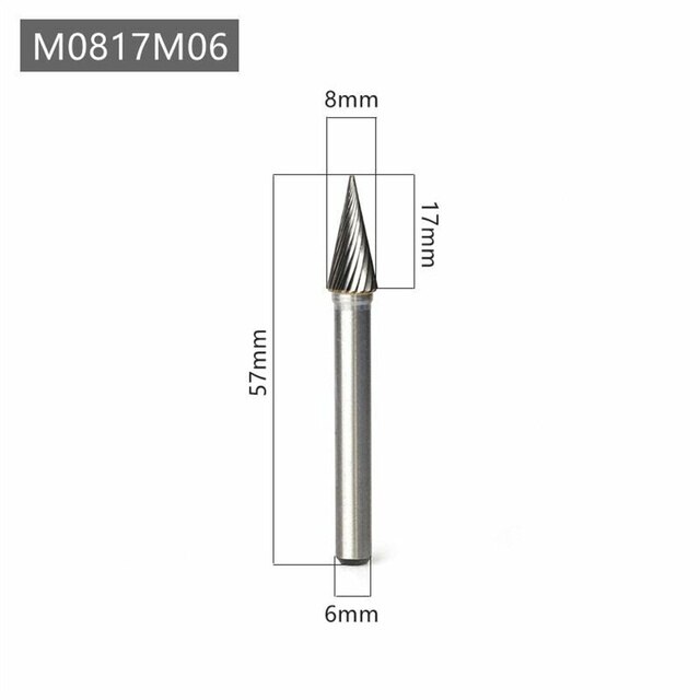 1pc 6mm Carbide Rotary Tool Burr File Single Cut Tree Wear Nail Drill Bit 1/4inch Welding Parts Cleaning Drill Bit: 8mm