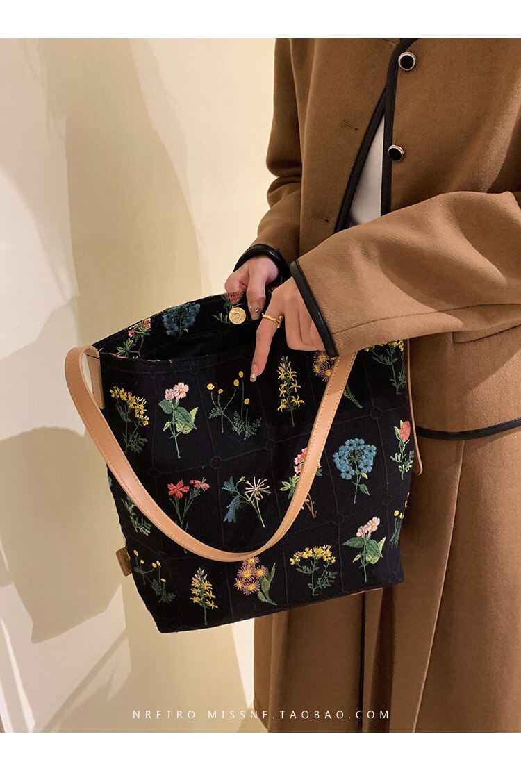 2022 Lente Alle Dingen Groeien Tote Tas Dames 2022 Canvas Tas Grote Capaciteit Een Schouder messenger Bag