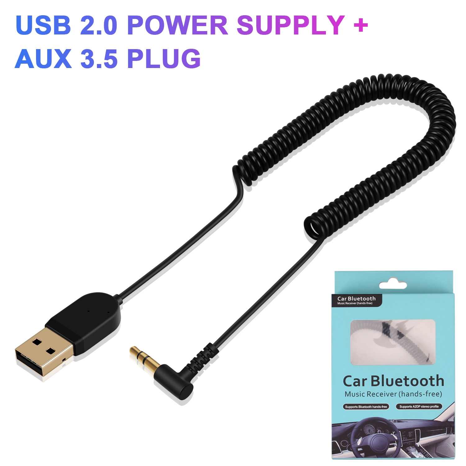 5.0 Bluetooth Adapter Mini USB 2.0 MVO Verstelbare Ontvanger Adapter Voor Auto Speaker AUX Interface Speaker met 3.5 Plug kabel