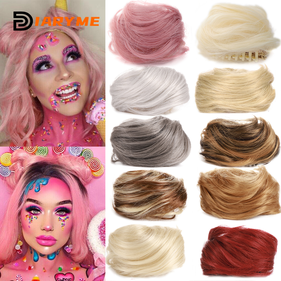 Cosplay Mini Hair Buns Synthetic Chignon Hair Extention Hair Bun Meatball Head Hair Accessories Clip-in Updo Donut Bun heat resi