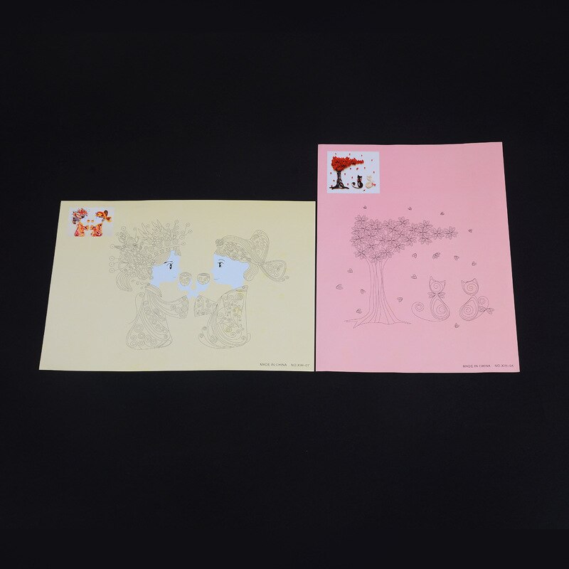 16patterns DIY craft paper Paper Quilling line art paper template 8pcs