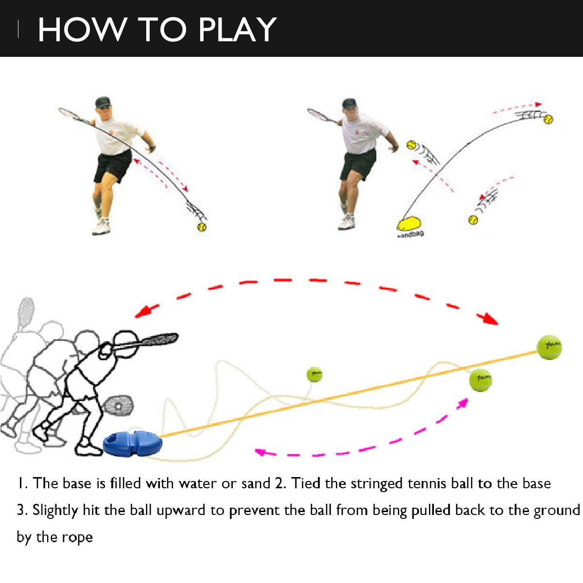 Heavy Duty Tennis Trainer Training Tool With Ball Practice Self-Duty Rebound Partner Sparring Device Baseboard Exercise Sport