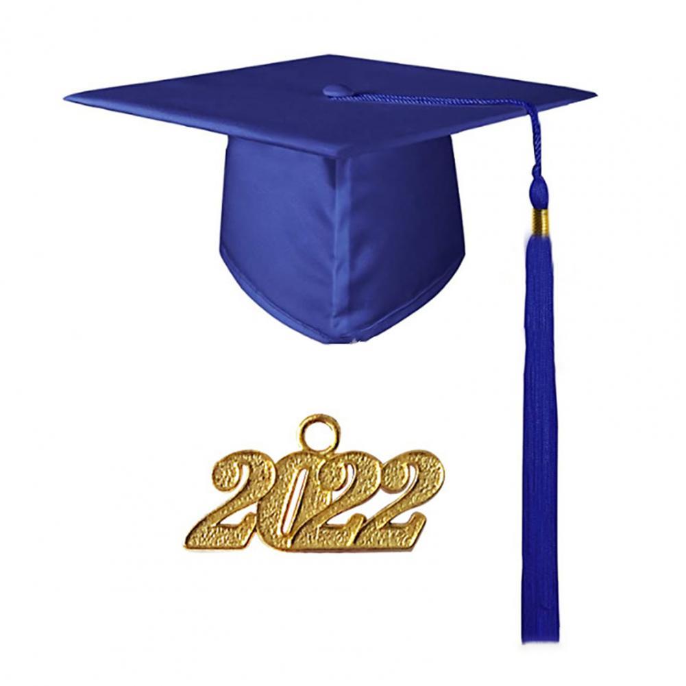 2022 Graduation Hat Unisex Bachelor Cap Memorable Graduation Cap Knitted Tassel Decor Graduation Top Hat Coloful Graduation Hat: Blue