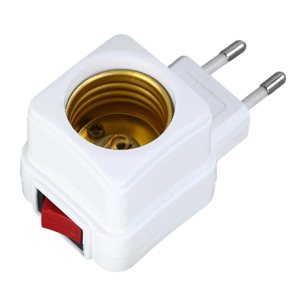 1 Pcs E27 LED Light Lamp Bulbs Socket Base Holder EU Plug Adapter ON/OFF Switch White