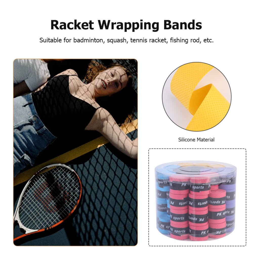 60Pcs Racket Grip Wrapping Bands Anti-Slip Tapes Zweet Absorberende Racket Bandjes