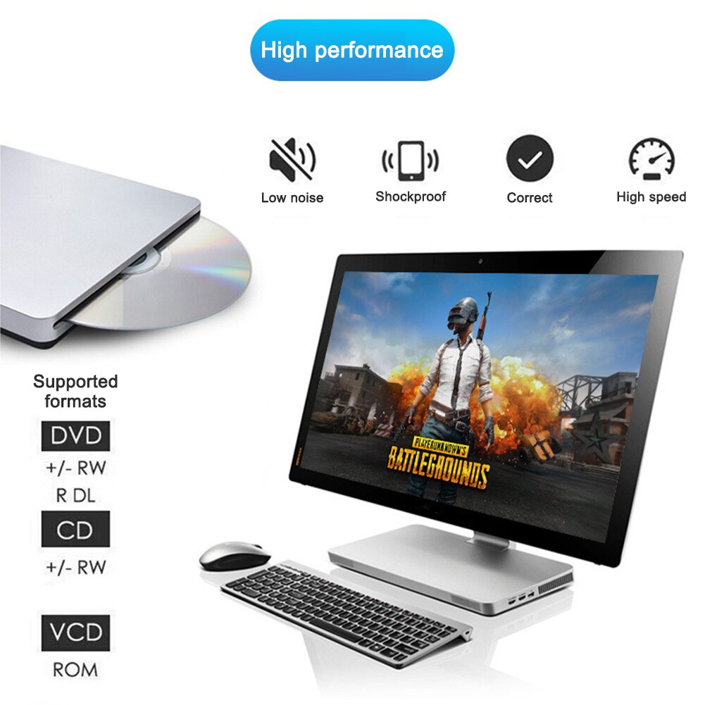 External DVD Drive USB 3.0/USB-C Dual Connectors Portable CD/DVD Player Burner for Laptop PC Windows XP/7/8 Mac OS