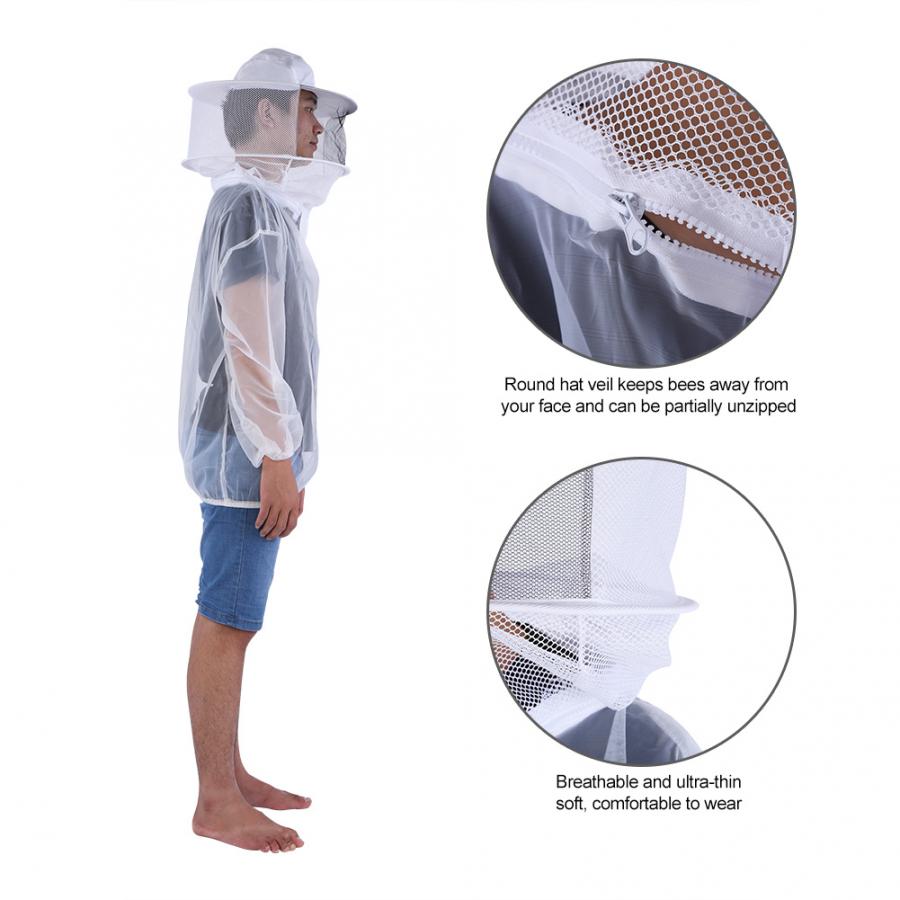 Bienenzucht Anzug Berufs Imker Jacke Transparent Bienenzucht Kleidung Schutzhülle Anzug Ausrüstung mit Mit Kapuze Schleier