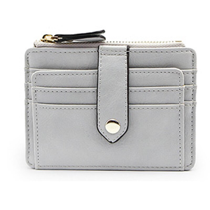 TANGYUE porte-carte d'identité de crédit pour femmes portefeuille en cuir pour cartes de crédit étui de poche titulaire de carte de banque mince voyage avec fermeture à glissière: Gris