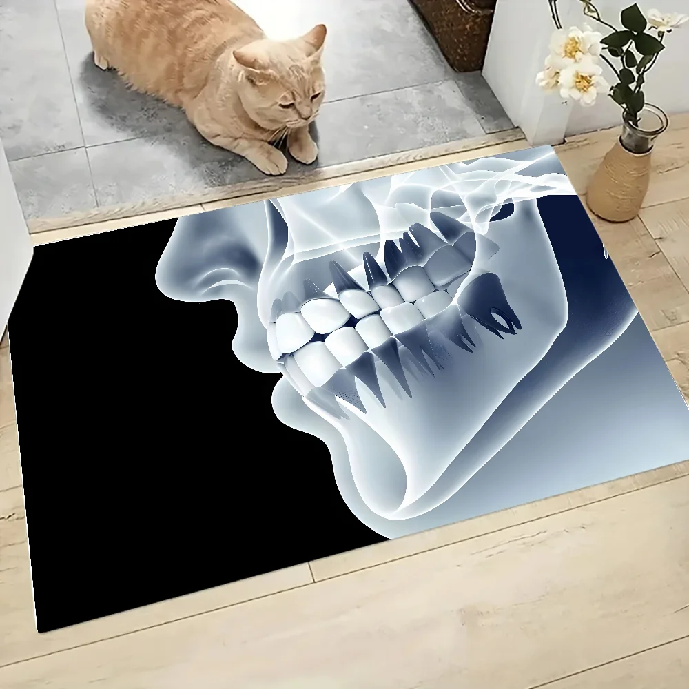 sterben Zahnarzt-Zahn-Bodenmatte, grafisch bedruckte Flanell-Fußmatten für Badezimmer, Küche, Eingang, Teppich, Heimdekoration: 40 cm x 60 cm / violett