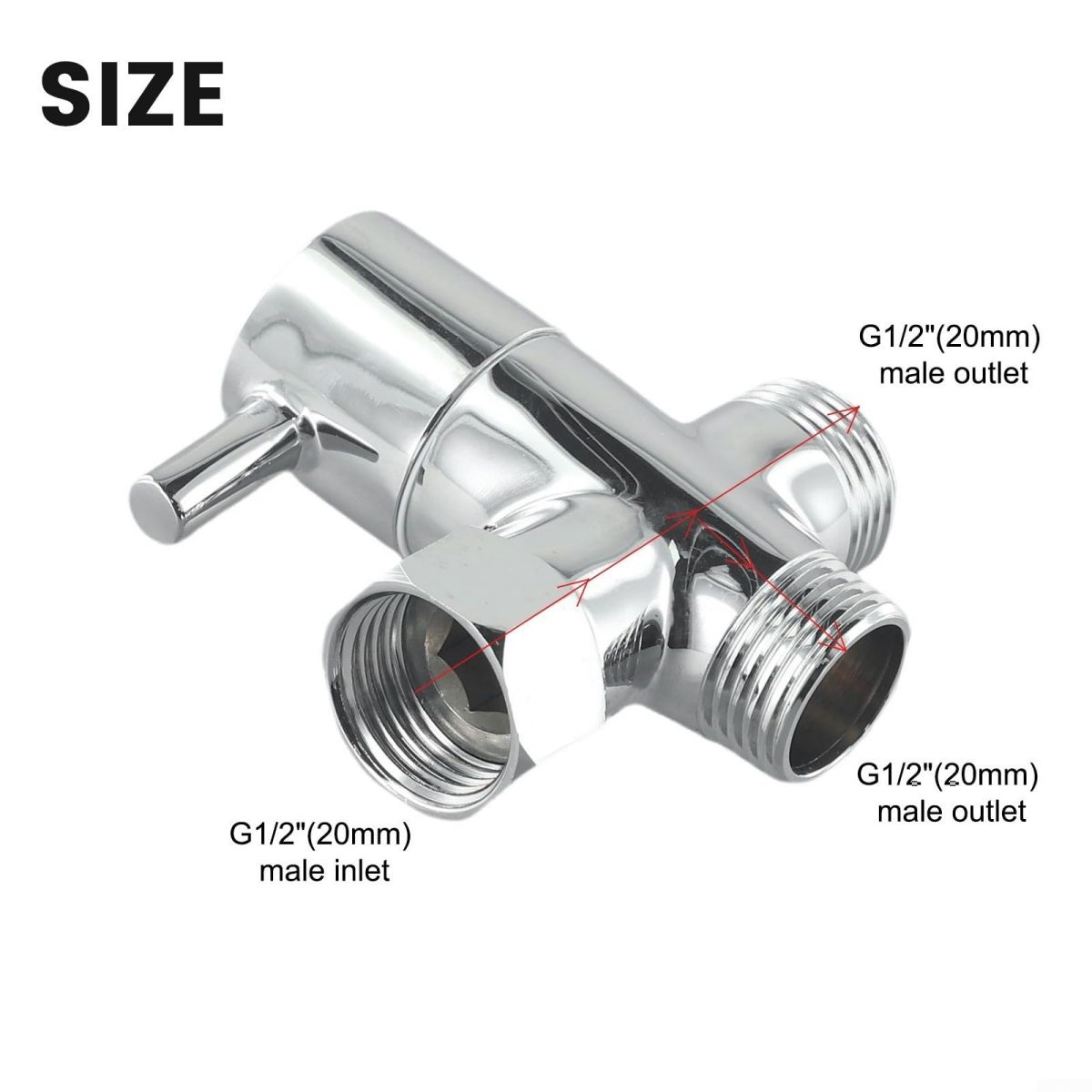Adaptor t pentru robinet de duș cu 3 căi, separator de apă pentru robinet de baie, g1/2in căi