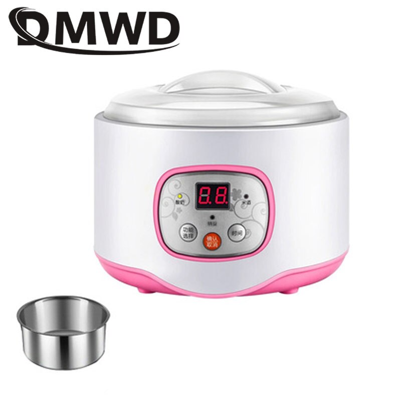 DMWD Multifunctional Electric Yogurt Maker Timing Natto Rice Wine Machine Automatic Yoghurt Fermenter With 4 Leben Glass Cups EU