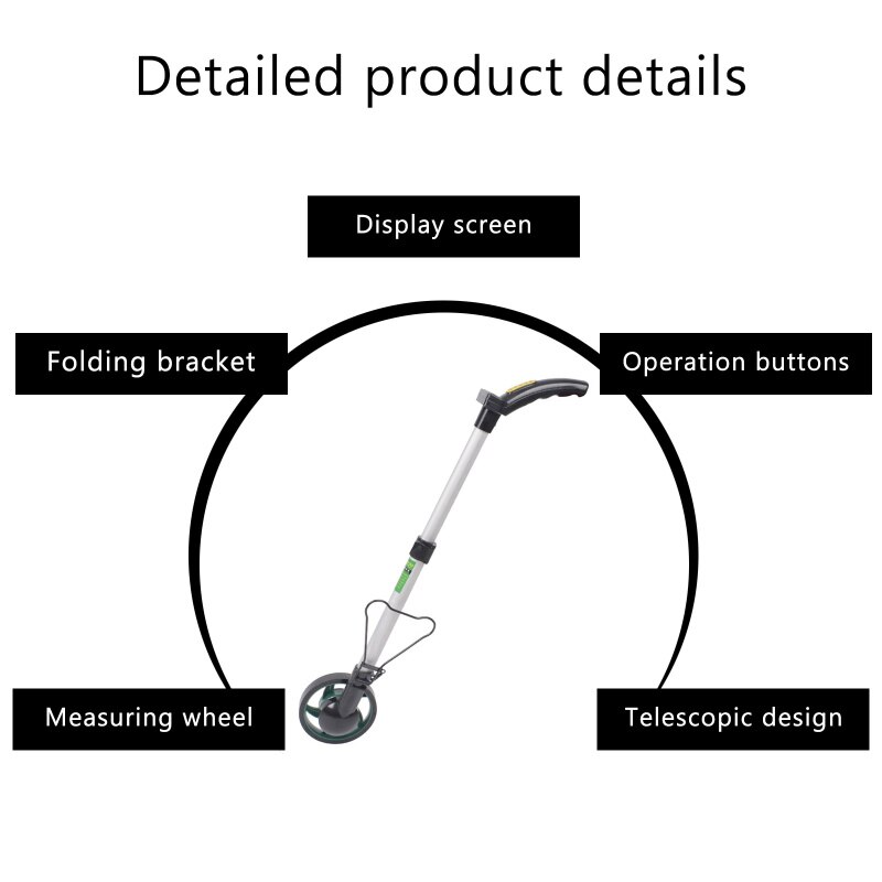 Digital Display Retractable Distance Measuring Wheel Rolling Ruler Black Long Distance Meter Measure Wheel Tape Measuring Tool
