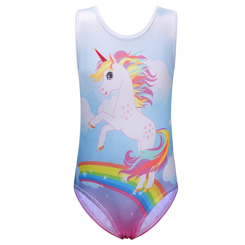BAOHULU ados brillant lettre justaucorps pour filles enfants gymnastique combinaison sport body formation classe costume enfant: B164 Rainbowhorse / 6A
