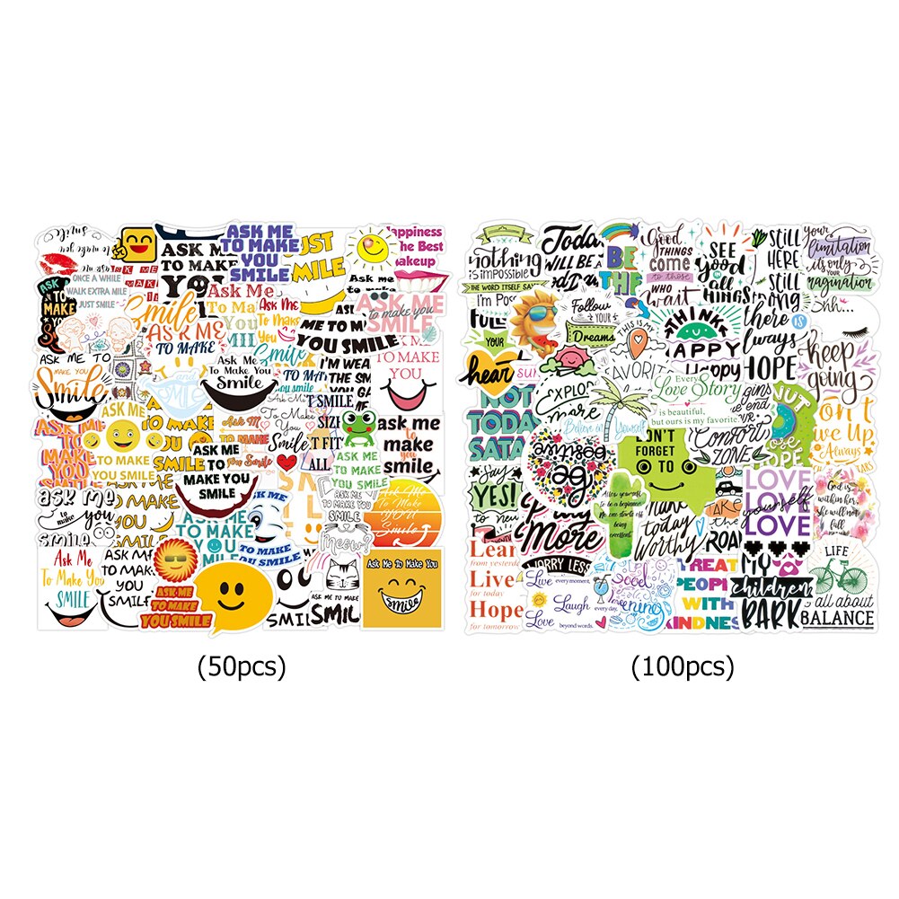 100PCS Motivational Phrases Sticker Inspirational Life Quotes DIY Stationery Laptop Study Room Scrapbooking Graffiti Decals