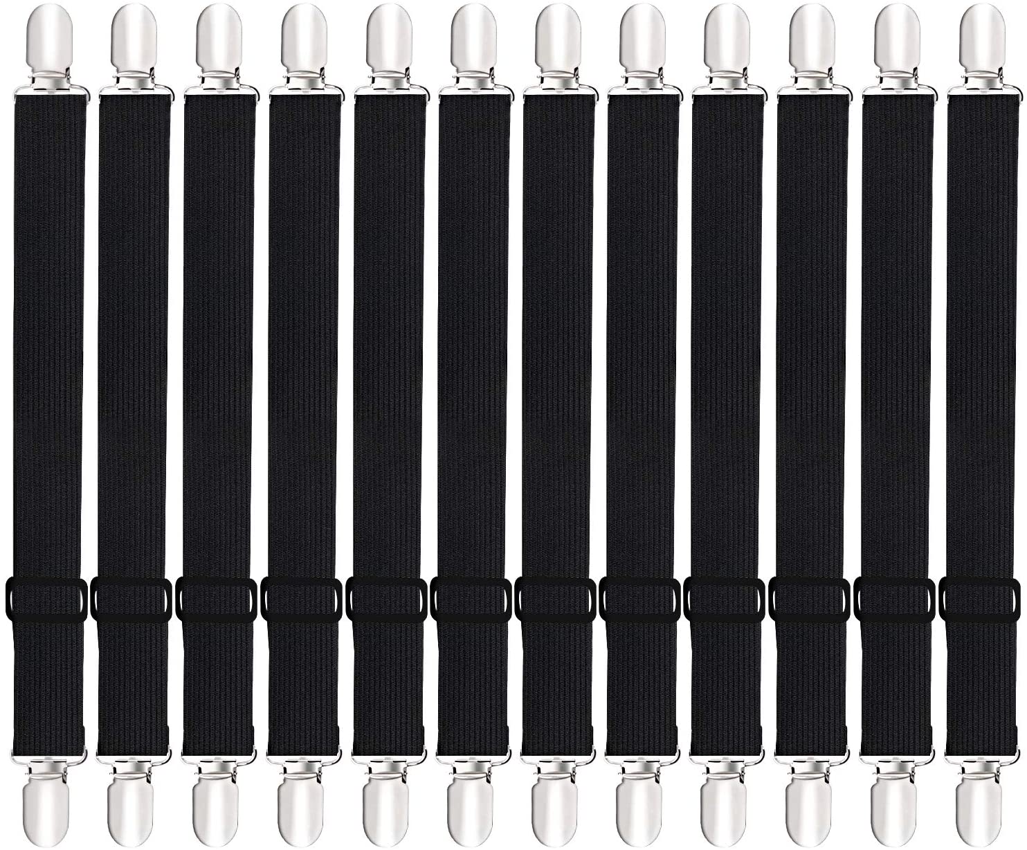 Bed Sheet Tensioner Bed Sheet Tensioner Sheet Tensioner Black Fitted Sheet Holder with Metal Clips for Bed Crib Sofa Ironing: Black-12PCS