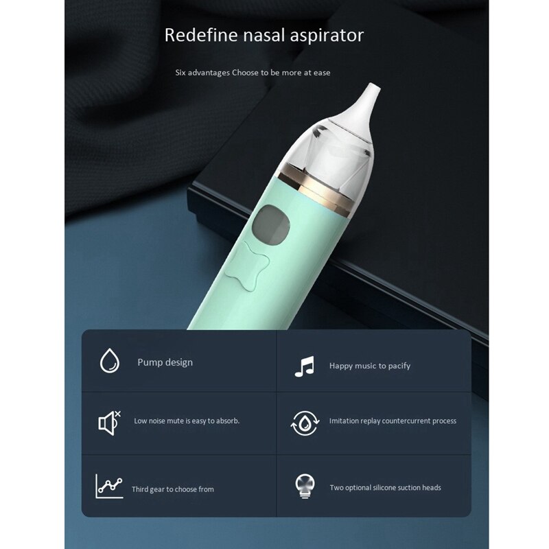Baby Nasal Inhaler Battery Operated Nasal Vacuum Cleaner Strong Inhalation, LCD Sn, Music, Safety and Hygiene, Suitable for